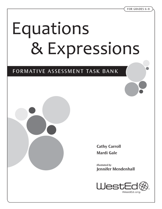 Cover Image for Equations & Expressions: Formative Assessment Task Bank for Grades 6-8 (eBook)